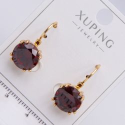 Серьги Xuping№2204 с большим круглым цирконом ювелирная бижутерия Харьков оптом.