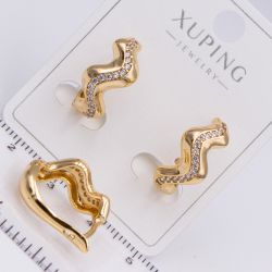 Серьги Xuping№2206 волна с белыми цирконами ювелирная бижутерия Харьков оптом.