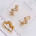 Серьги Xuping№2206 волна с белыми цирконами ювелирная бижутерия Харьков оптом.