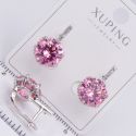 Серьги Xuping№2207 с большим круглым цирконом розового цвета ювелирная бижутерия Харьков оптом.