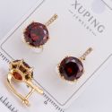 Серьги Xuping№2208 с большим круглым цирконом бордового цвета ювелирная бижутерия Харьков оптом.