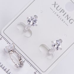 Серьги Xuping№2223 с белым цирконом на круглом замке ювелирная бижутерия Харьков оптом.
