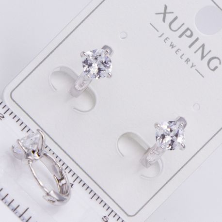 Серьги Xuping№2223 с белым цирконом на круглом замке ювелирная бижутерия Харьков оптом.