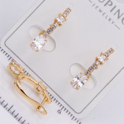 Серьги Xuping№2224 с белыми цирконами ювелирная бижутерия Харьков оптом.