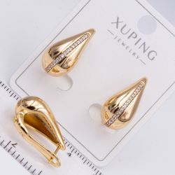 Серьги Xuping№2232 капля с дорожкой из белых цирконов ювелирная бижутерия Харьков оптом.