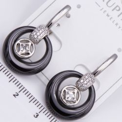 Серьги Xuping№2237 с керамической вставкой и цирконами от производителя мелкий опт.