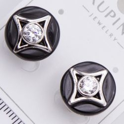 Серьги Xuping№2238 ромб с керамической вставкой и цирконами от производителя мелкий опт.