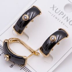 Серьги Xuping№2241 с керамической вставкой и цирконом от производителя мелкий опт.