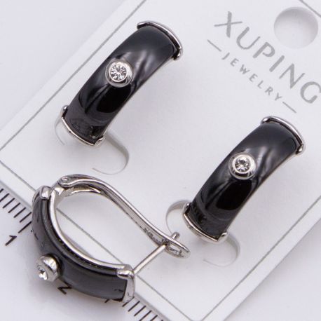 Серьги Xuping№2242 с керамической вставкой и цирконом от производителя мелкий опт.