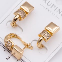 Серьги Xuping№2243 оригинальный дизайн с цирконами на английской застежке от производителя мелкий опт.