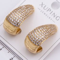 Серьги Xuping№2245 капля поверхность которой выполнена в виде брусчатки от производителя мелкий опт.