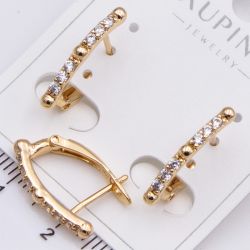 Серьги Xuping№2246 оригинальный дизайн с цирконами на английской застежке от производителя мелкий опт.