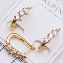 Серьги Xuping№2249 с тремя цирконами на английской застежке от производителя мелкий опт.