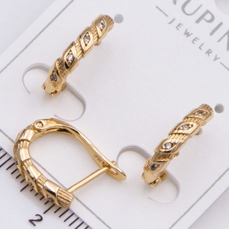 Серьги Xuping№2250 оригинальный дизайн с цирконами на английской застежке от производителя мелкий опт.