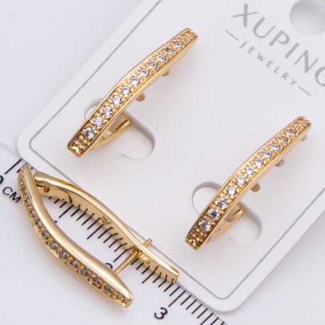 Серьги Xuping№2252 уголки с белыми цирконами от производителя мелкий опт.