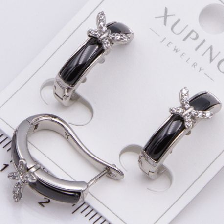 Серьги Xuping№2255 бабочки с керамической вставкой и цирконами от производителя мелкий опт.