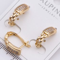 Серьги Xuping№2258 оригинальный дизайн с цирконами на английской застежке от производителя мелкий опт.