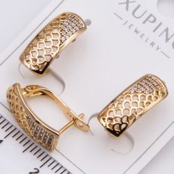 Серьги Xuping№2260 ажурные с мелкими цирконами на английской застежке от производителя мелкий опт.