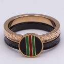 Кольцо сталь№646 двойное кольцо в стиле бренда Gucci с фирменными вертикальными полосами Web Stripe бижутерия высокого качества.