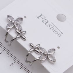 Серьги сталь№647 цветы с белыми цирконами бижутерия высокого качества в интернет-магазине бижутерия-оптом.