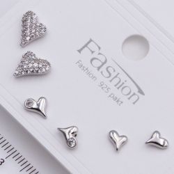 Серьги сталь№670 гвоздики в форме сердец купить бижутерию в магазине бижутерия-оптом.
