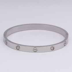 Браслет сталь№687 жесткий браслет Cartier с инкрустацией купить качественные украшения оптом.