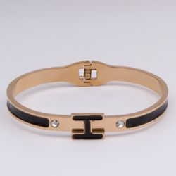 Браслет сталь№688 жесткий браслет Hermès с инкрустацией купить качественные украшения оптом.