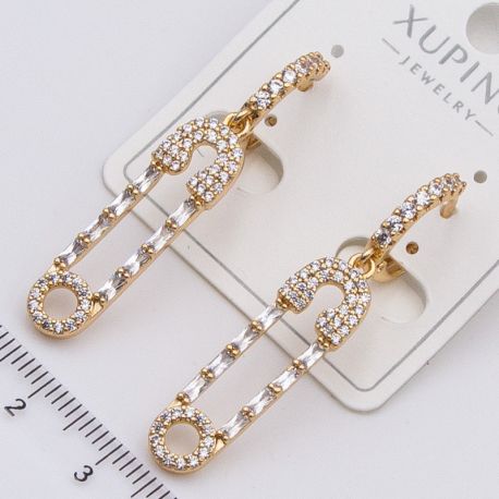 Серьги Xuping№2271 висюлька в виде булавки с цирконами от производителя купить оптом.