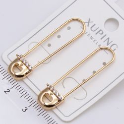 Серьги Xuping№2274 в виде булавки с белыми цирконами от производителя купить оптом.