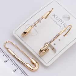 Серьги Xuping№2275 в виде булавки с белыми цирконами от производителя купить оптом.