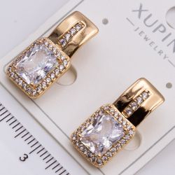 Серьги Xuping№2278 с большим прямоугольным камнем на основе под золото от производителя купить оптом.