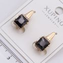 Серьги Xuping№2280 с большим черным камнем на основе под золото от производителя купить оптом.