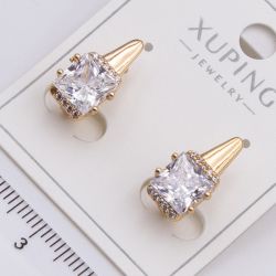 Серьги Xuping№2281 с большим белым камнем на основе под золото от производителя купить оптом.