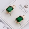 Серьги Xuping№2283 с большим зеленым камнем на основе под золото от производителя купить оптом.