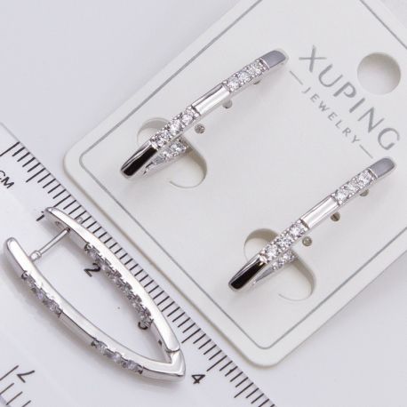 Серьги Xuping№2293 уголки под серебро с цирконами от производителя купить оптом.