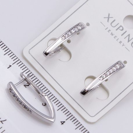 Серьги Xuping№2295 уголки под серебро с цирконами от производителя купить оптом.