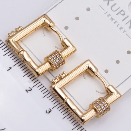 Серьги Xuping№2296 квадраты с цирконами европейская позолота от производителя купить оптом.