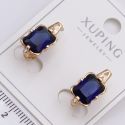 Серьги Xuping№2301 с большим синим прямоугольным камнем с гладкими углами от производителя купить оптом.