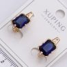 Серьги Xuping№2301 с большим синим прямоугольным камнем с гладкими углами от производителя купить оптом.