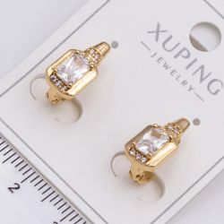 Серьги Xuping№2303 с большим белым прямоугольным камнем от производителя купить оптом.