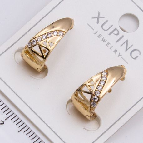 Серьги Xuping№2305 оригинальный дизайн с белыми цирконами от производителя купить оптом.