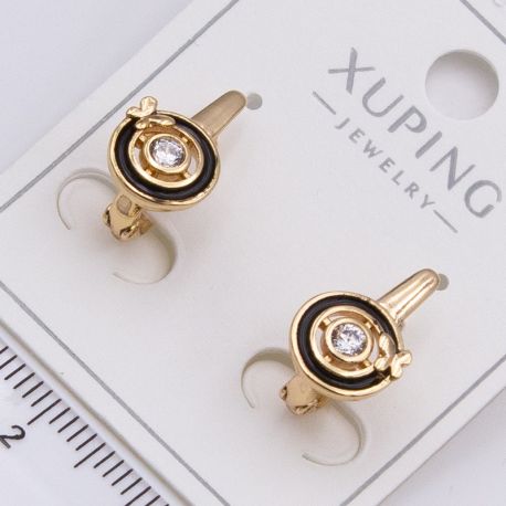 Серьги Xuping№2310 кольцо с черной вставкой и золотая микробабочка от производителя купить оптом.
