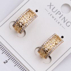 Серьги Xuping№2316 филигранное кружево с дорожками из цирконов от производителя купить оптом.