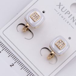 Серьги Xuping№2319 мягкие квадраты с белой вставкой от производителя купить оптом.
