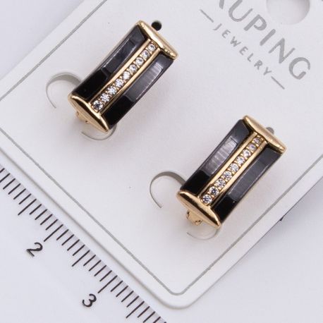 Серьги Xuping№2321 дорожка из белых цирконов и вставки из ювелирной керамики купить ювелирную бижутерию Харьков оптом.