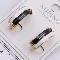 Серьги Xuping№2322 черная вставка из ювелирной керамики купить ювелирную бижутерию Харьков оптом.