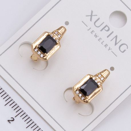 Серьги Xuping№2323 с черным цирконом на основе под золото купить бижутерию Харьков оптом.