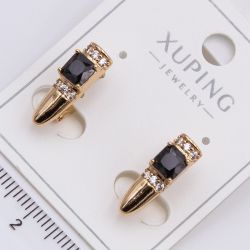 Серьги Xuping№2325 с черным цирконом на основе под золото купить бижутерию Харьков оптом.