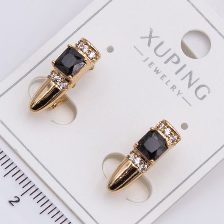 Серьги Xuping№2325 с черным цирконом на основе под золото купить бижутерию Харьков оптом.