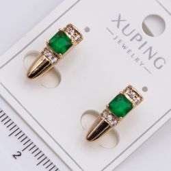 Серьги Xuping№2326 с зеленым цирконом на основе под золото купить бижутерию Харьков оптом.